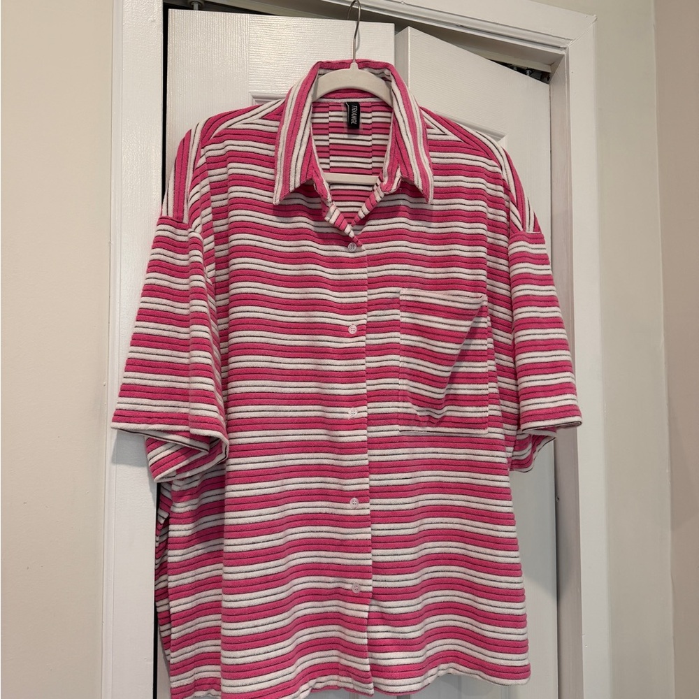 Triangl Terry Pink Striped Oversized shirt